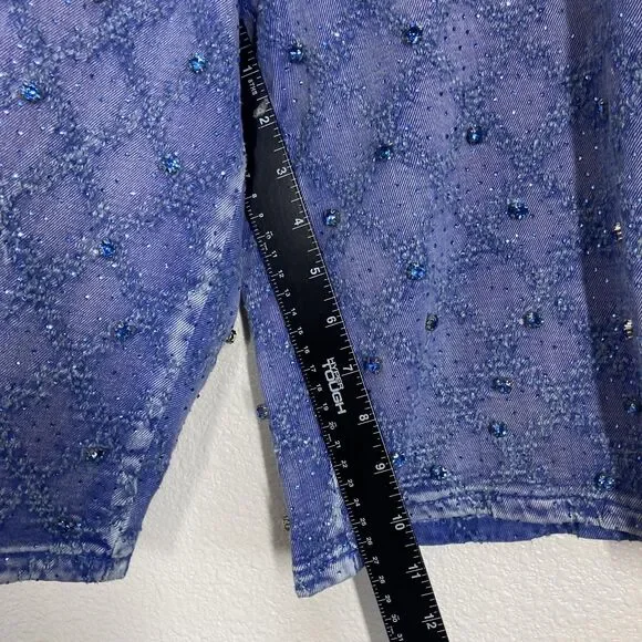 Vicious Authentic Denim Shorts Mens 36 Blue Embellished Cargo Studded Streetwear